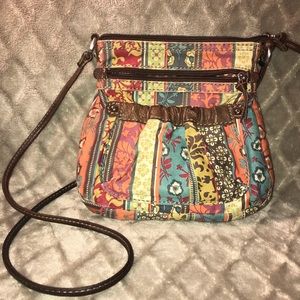 ⬇️ Fossil Crossbody Bag striped pattern w/flowers